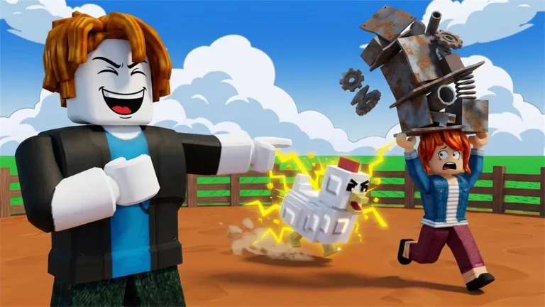 In-game action shot of grow a chicken fighter